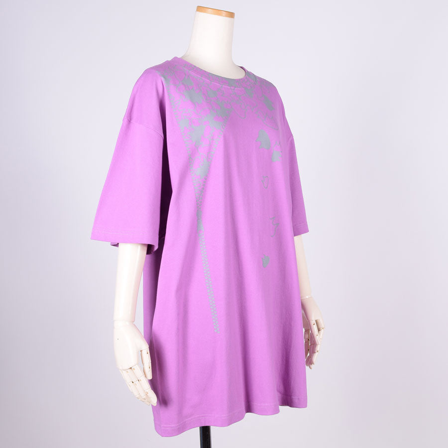 MINT NeKO Zipper Print Big T-Shirt / PK