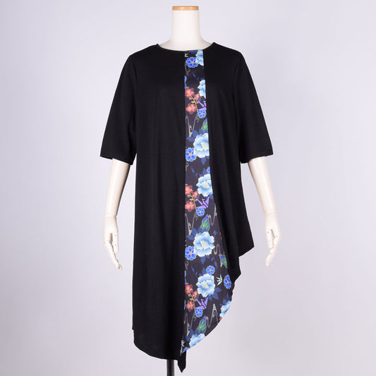 gouk 五分袖アシンメトリーワンピース BK-BL