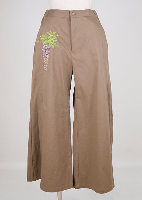 Wide pants beige with pleats on both sides of GOUK