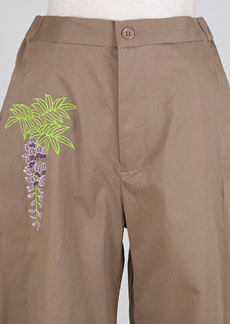 Wide pants beige with pleats on both sides of GOUK