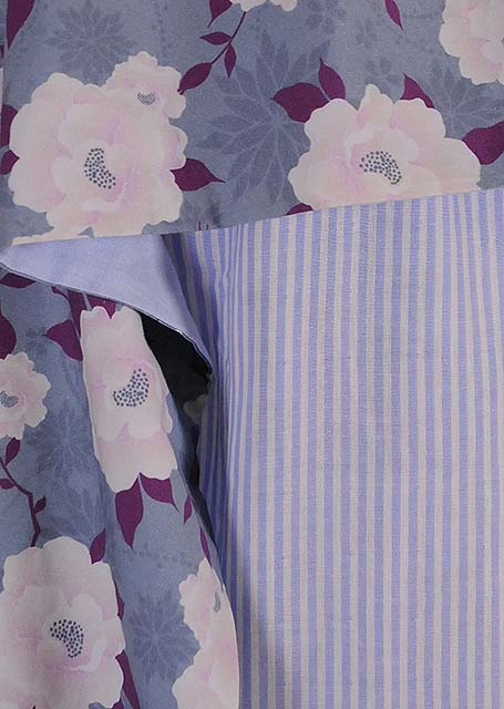 GOUK Japanese pattern flare and striped skirt light blue