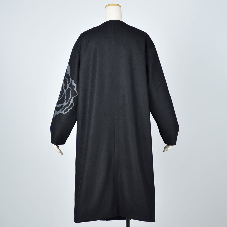 GOUK hand -painted Matsuba peony coat black