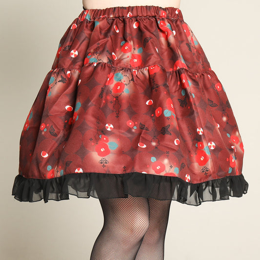 Moriguchika Saagen -Baki Pattern Skirt Red