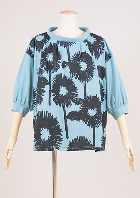 GOUK Loose tops printed with hand -drawn sunflower patterns