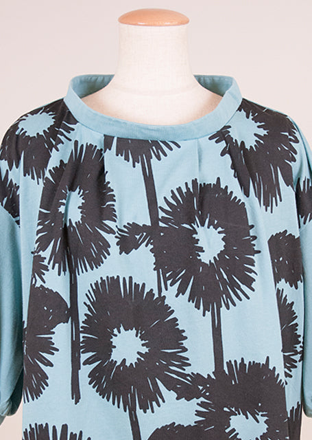 GOUK Loose tops printed with hand -drawn sunflower patterns