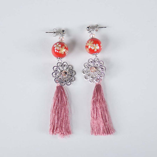 G / AC Japanese ball and tassel earrings