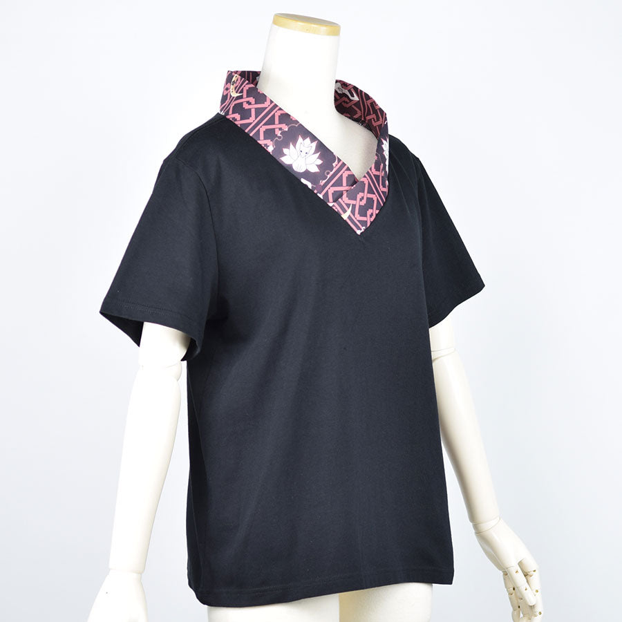 [Ended order] Moriguchika Kimono collar tops (black) (3 sizes)