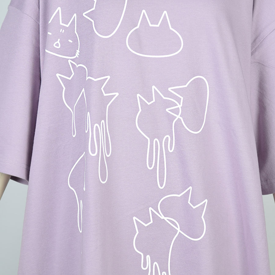 Mint Neko Dorodoro Cat -Silhet Big T -shirt